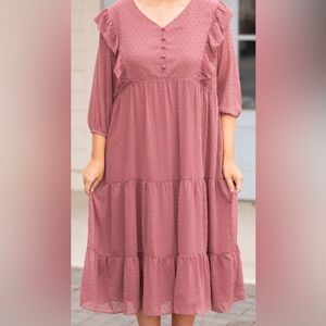 Elegant Mauve Ruffle Dress by Chic Soul 3X NWOT